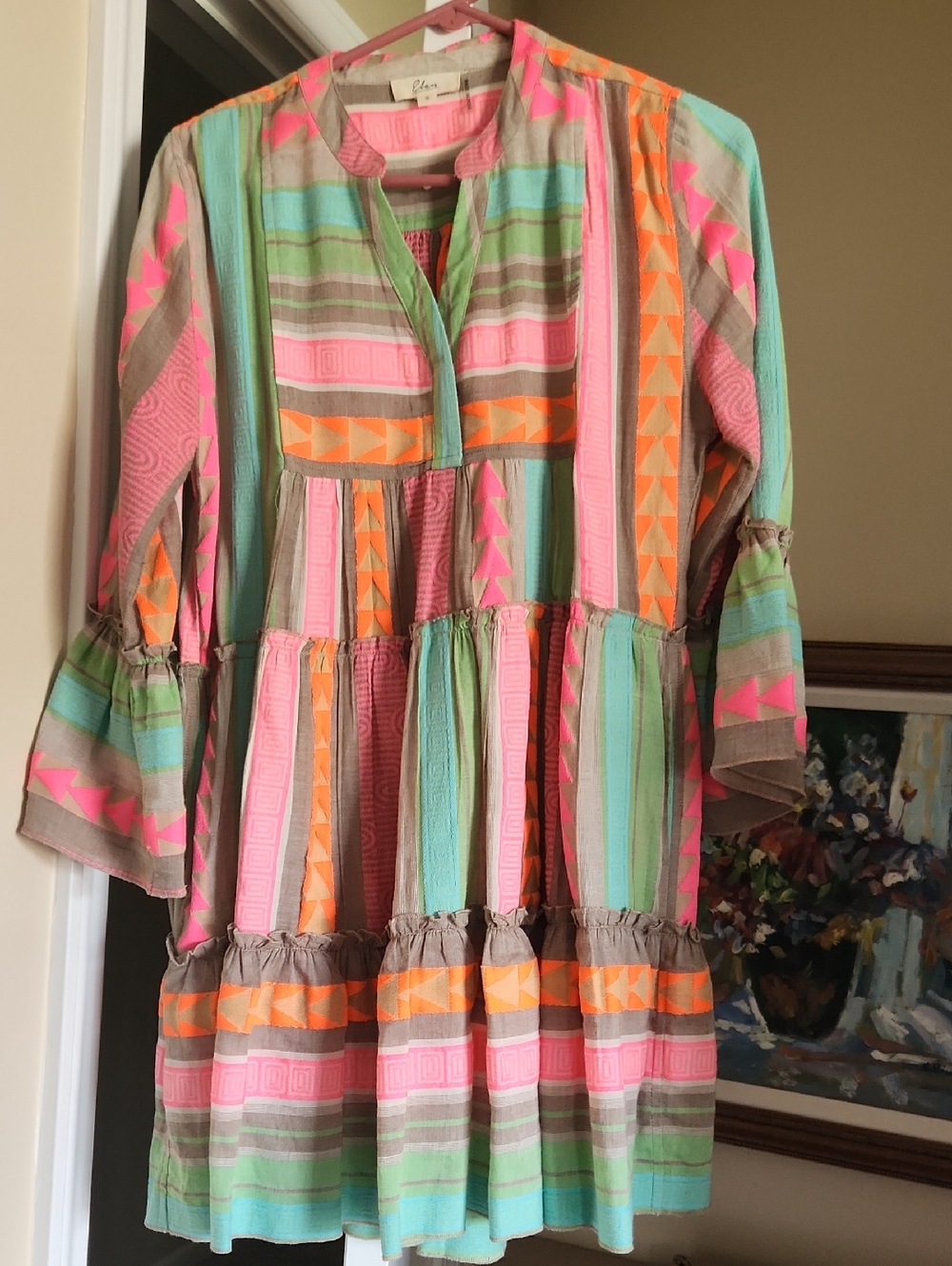 Elan Pink and Beige Striped Tunic